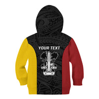 Personalised PNG Madang Province Kid Hoodie Bird of Paradise Tattoo Flag Motif - Polynesian Pride