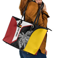 Personalised PNG Madang Province Leather Tote Bag Bird of Paradise Tattoo Flag Motif - Polynesian Pride