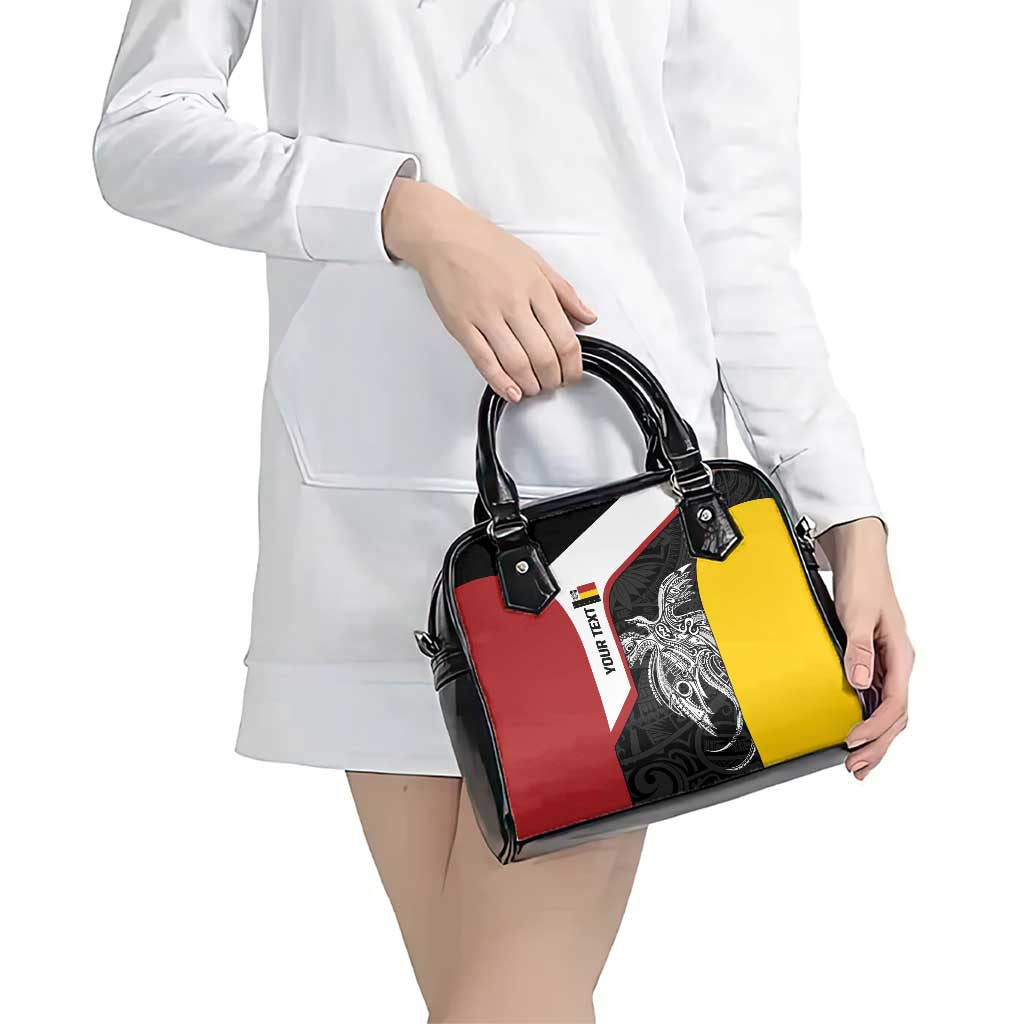 Personalised PNG Madang Province Shoulder Handbag Bird of Paradise Tattoo Flag Motif - Polynesian Pride