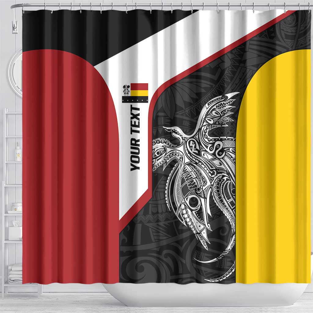 Personalised PNG Madang Province Shower Curtain Bird of Paradise Tattoo Flag Motif - Polynesian Pride