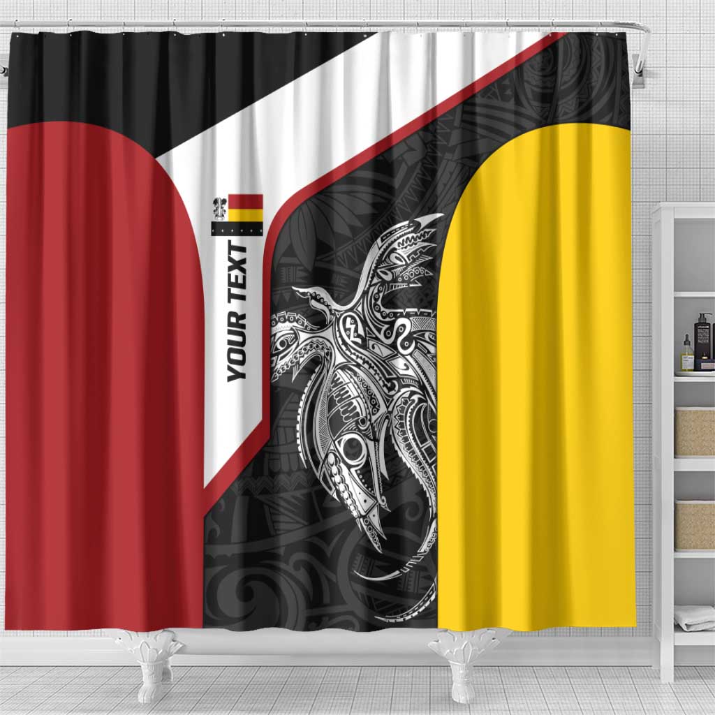 Personalised PNG Madang Province Shower Curtain Bird of Paradise Tattoo Flag Motif - Polynesian Pride