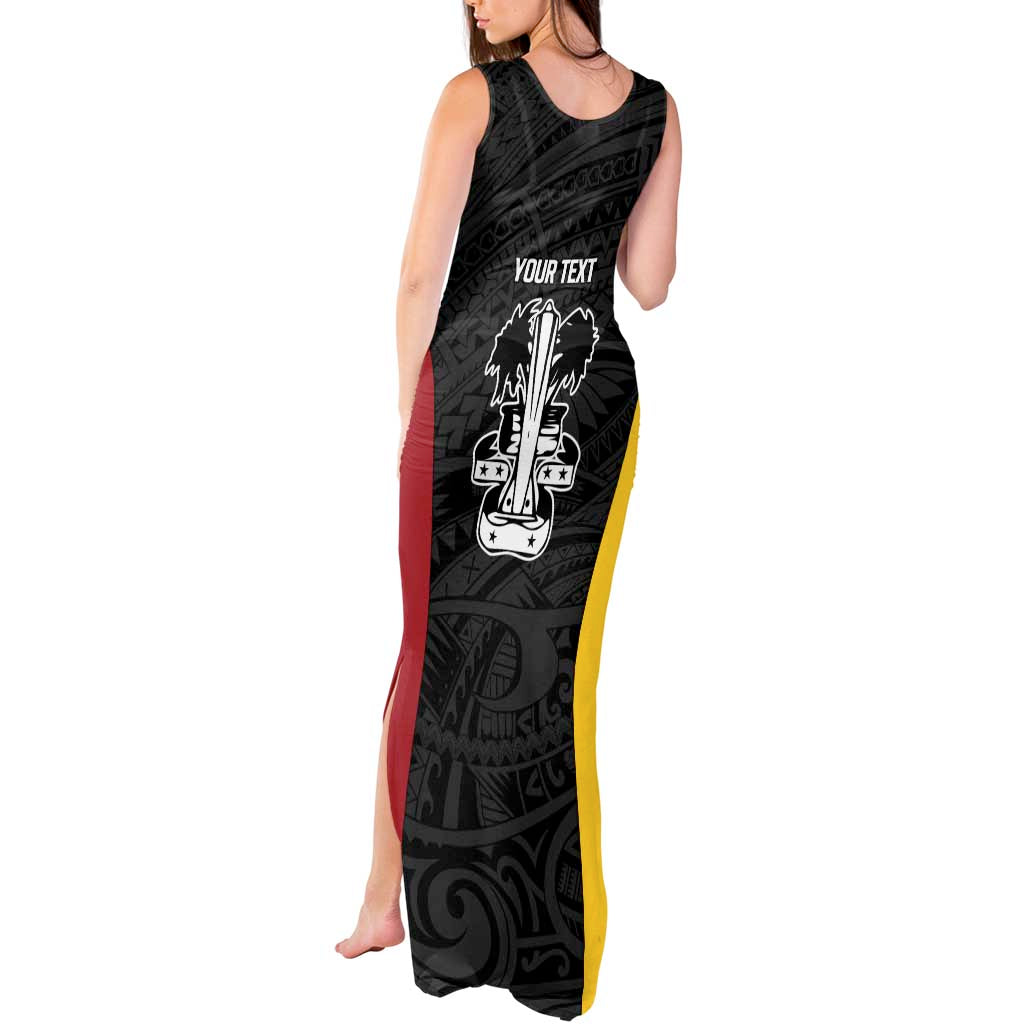 Personalised PNG Madang Province Tank Maxi Dress Bird of Paradise Tattoo Flag Motif - Polynesian Pride