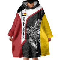 Personalised PNG Madang Province Wearable Blanket Hoodie Bird of Paradise Tattoo Flag Motif - Polynesian Pride