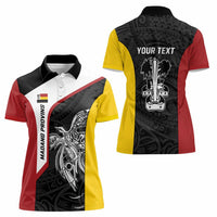 Personalised PNG Madang Province Women Polo Shirt Bird of Paradise Tattoo Flag Motif - Polynesian Pride