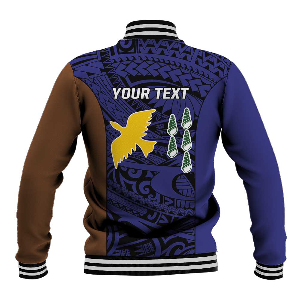 Personalised PNG Manus Province Baseball Jacket Bird of Paradise Tattoo Flag Motif - Polynesian Pride