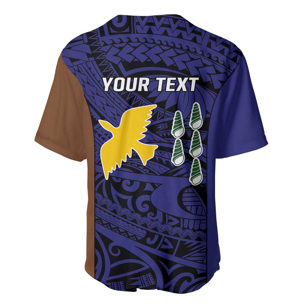 Personalised PNG Manus Province Baseball Jersey Bird of Paradise Tattoo Flag Motif LT9 - Polynesian Pride