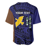 Personalised PNG Manus Province Baseball Jersey Bird of Paradise Tattoo Flag Motif LT9 - Polynesian Pride