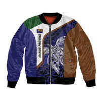 Personalised PNG Manus Province Bomber Jacket Bird of Paradise Tattoo Flag Motif - Polynesian Pride