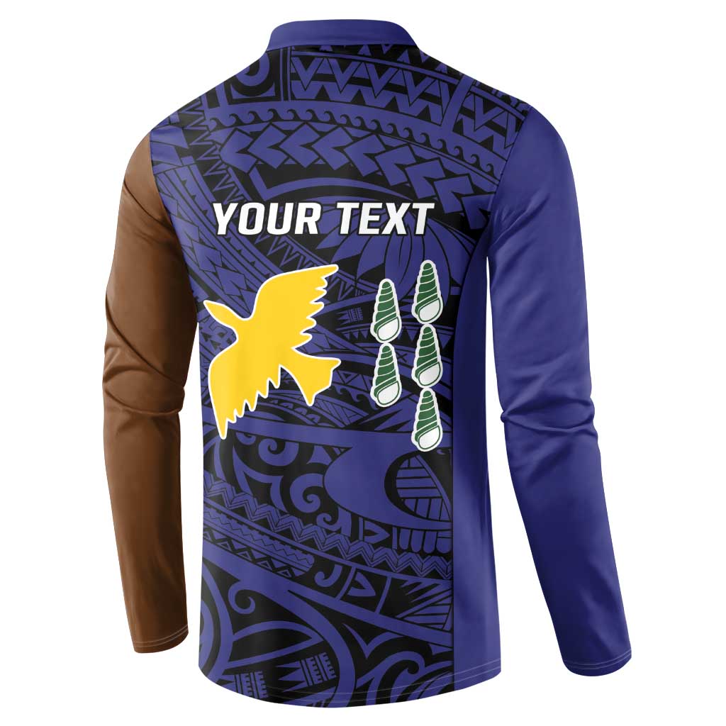 Personalised PNG Manus Province Button Sweatshirt Bird of Paradise Tattoo Flag Motif - Polynesian Pride