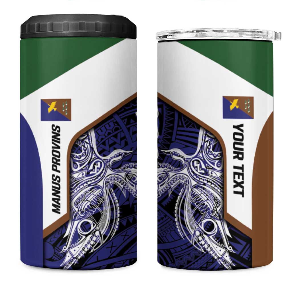 Personalised PNG Manus Province 4 in 1 Can Cooler Tumbler Bird of Paradise Tattoo Flag Motif LT9 One Size: 16 oz Blue - Polynesian Pride