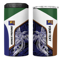 Personalised PNG Manus Province 4 in 1 Can Cooler Tumbler Bird of Paradise Tattoo Flag Motif LT9 One Size: 16 oz Blue - Polynesian Pride