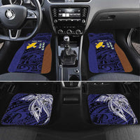 Personalised PNG Manus Province Car Mats Bird of Paradise Tattoo Flag Motif LT9 Set 4pcs Blue - Polynesian Pride