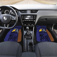 Personalised PNG Manus Province Car Mats Bird of Paradise Tattoo Flag Motif LT9 Set 2pcs - Front Blue - Polynesian Pride