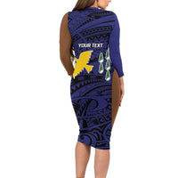Personalised PNG Manus Province Family Matching Long Sleeve Bodycon Dress and Hawaiian Shirt Bird of Paradise Tattoo Flag Motif - Polynesian Pride