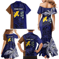 Personalised PNG Manus Province Family Matching Mermaid Dress and Hawaiian Shirt Bird of Paradise Tattoo Flag Motif - Polynesian Pride