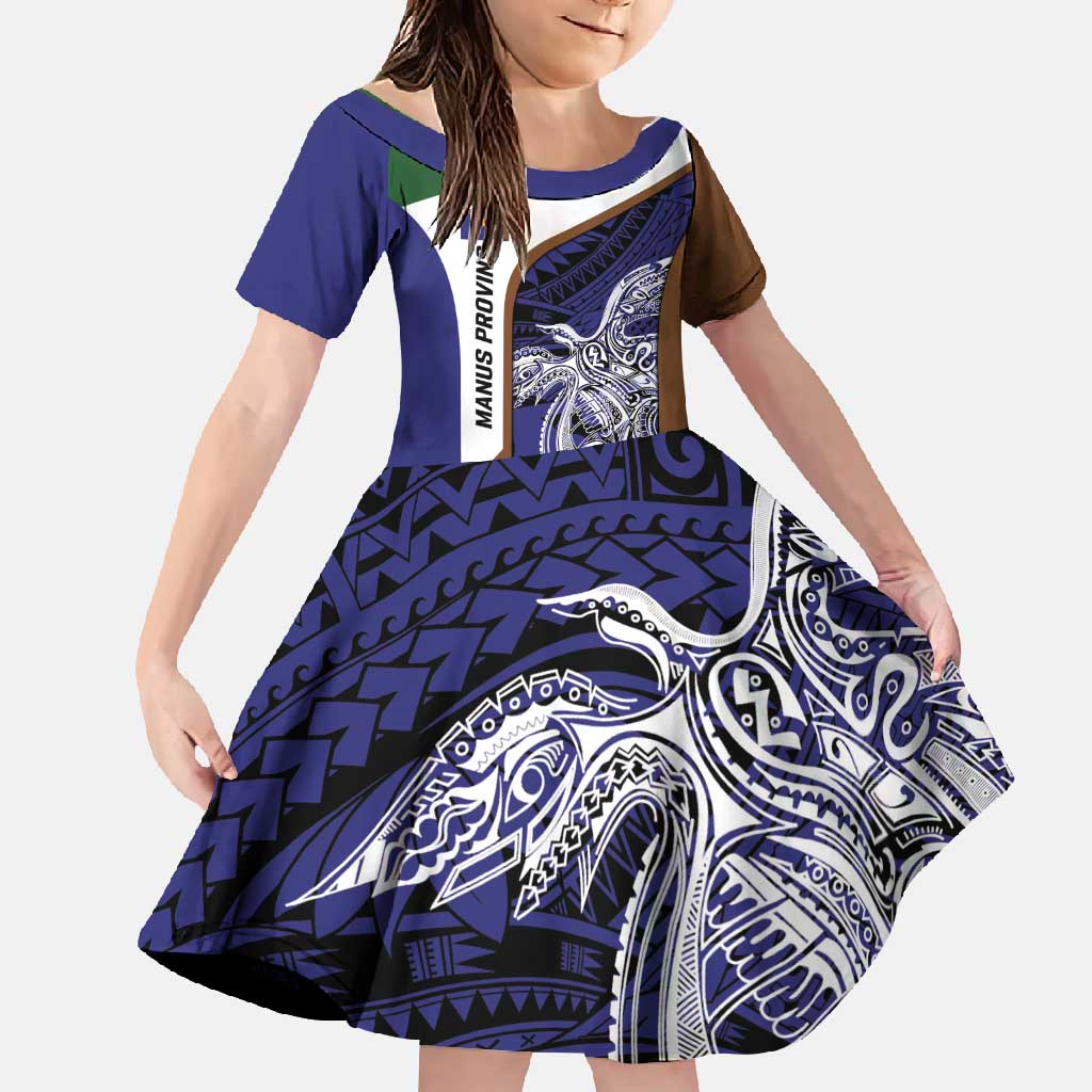Personalised PNG Manus Province Family Matching Short Sleeve Bodycon Dress and Hawaiian Shirt Bird of Paradise Tattoo Flag Motif - Polynesian Pride