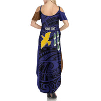 Personalised PNG Manus Province Family Matching Summer Maxi Dress and Hawaiian Shirt Bird of Paradise Tattoo Flag Motif - Polynesian Pride