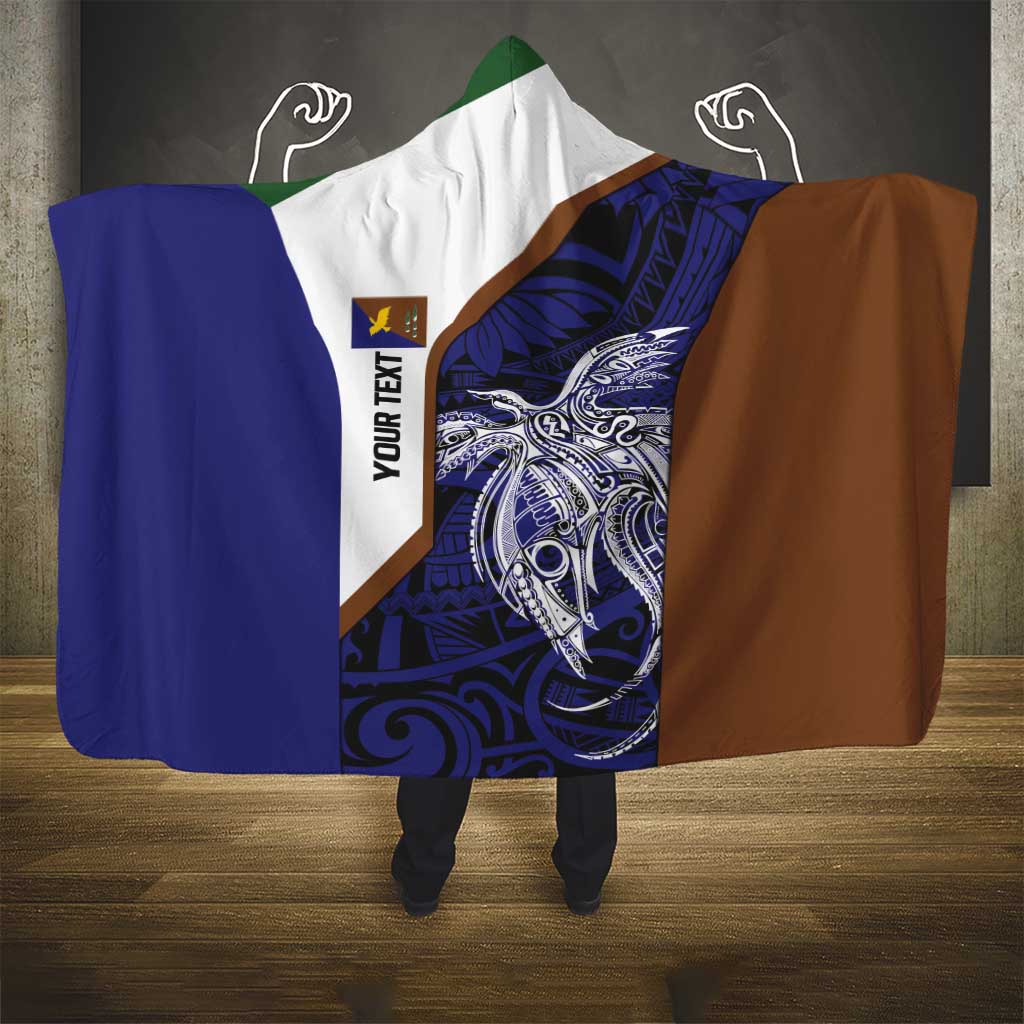 Personalised PNG Manus Province Hooded Blanket Bird of Paradise Tattoo Flag Motif - Polynesian Pride
