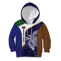 Personalised PNG Manus Province Kid Hoodie Bird of Paradise Tattoo Flag Motif - Polynesian Pride