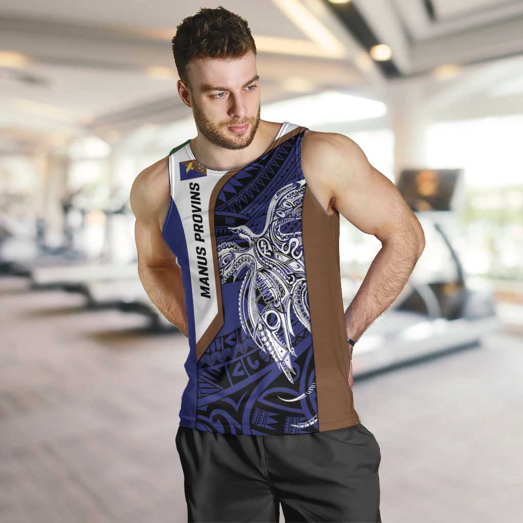 Personalised PNG Manus Province Men Tank Top Bird of Paradise Tattoo Flag Motif - Polynesian Pride