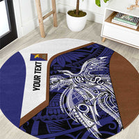 Personalised PNG Manus Province Round Carpet Bird of Paradise Tattoo Flag Motif LT9 Blue - Polynesian Pride
