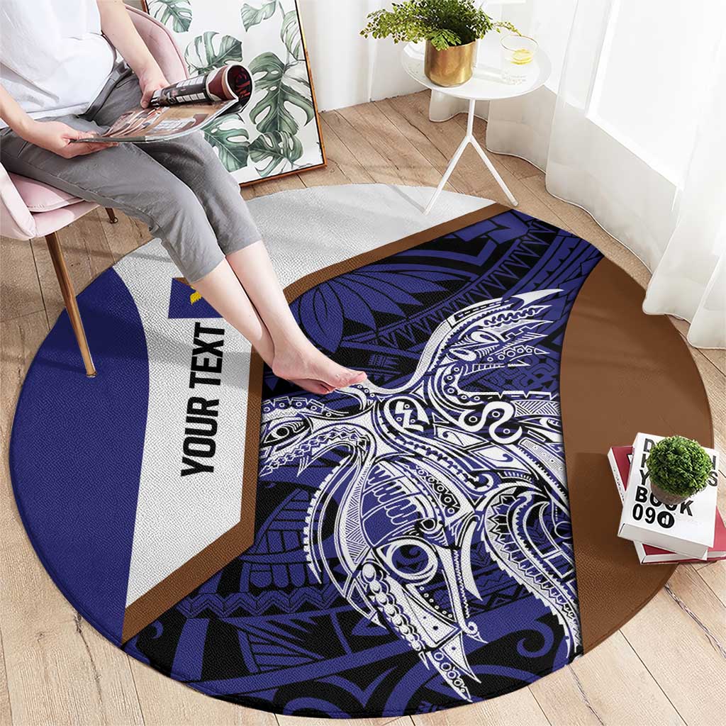 Personalised PNG Manus Province Round Carpet Bird of Paradise Tattoo Flag Motif LT9 - Polynesian Pride