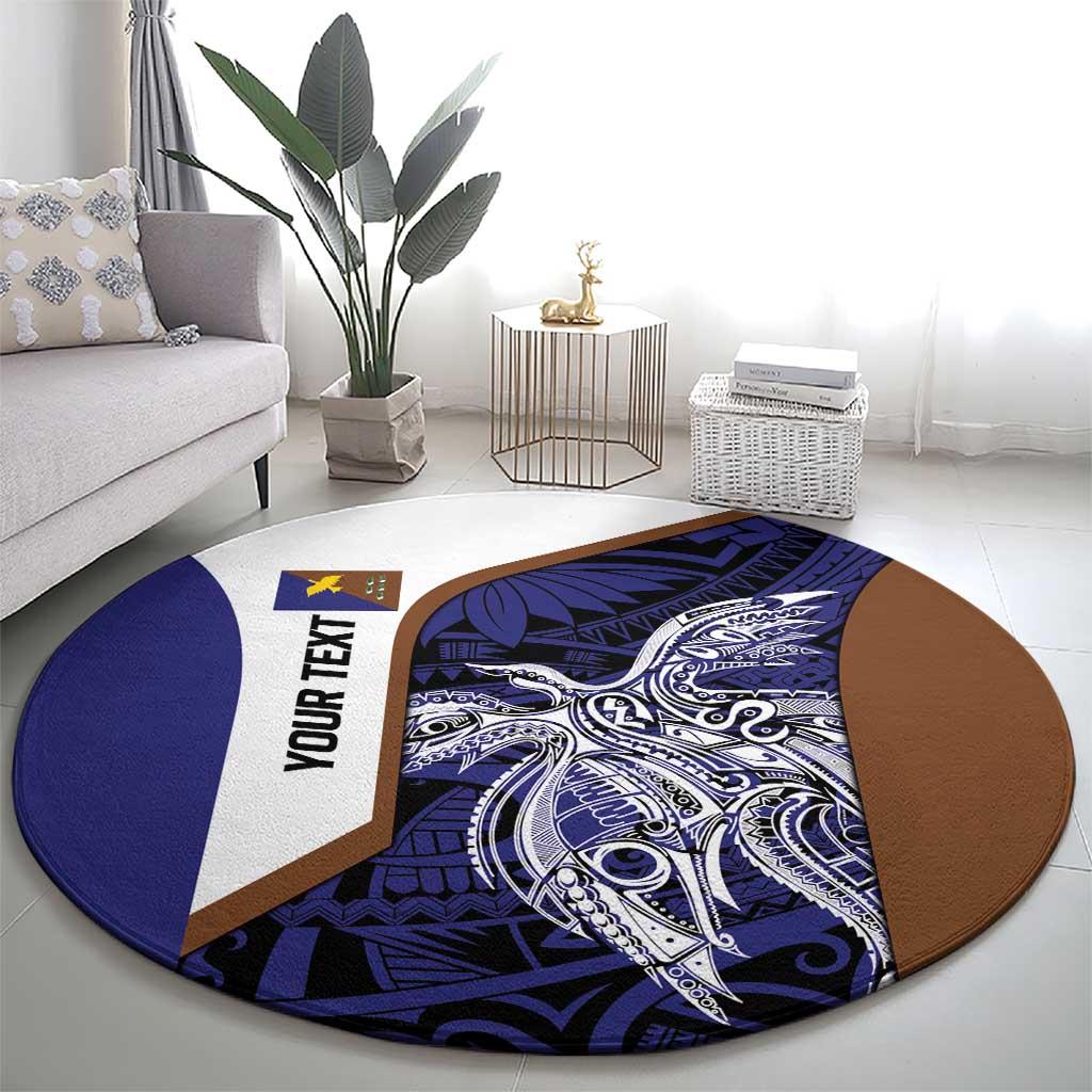 Personalised PNG Manus Province Round Carpet Bird of Paradise Tattoo Flag Motif LT9 - Polynesian Pride