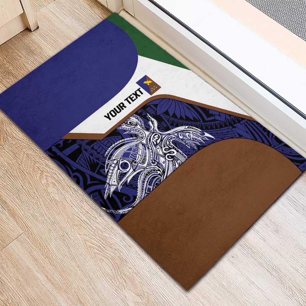 Personalised PNG Manus Province Rubber Doormat Bird of Paradise Tattoo Flag Motif - Polynesian Pride