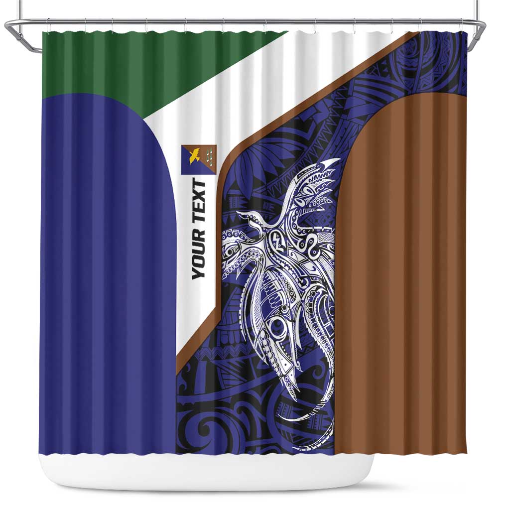 Personalised PNG Manus Province Shower Curtain Bird of Paradise Tattoo Flag Motif - Polynesian Pride