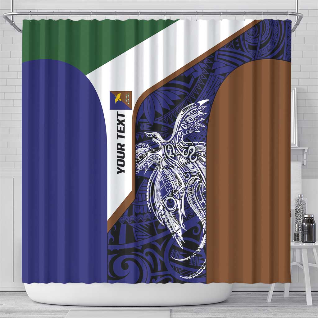Personalised PNG Manus Province Shower Curtain Bird of Paradise Tattoo Flag Motif - Polynesian Pride