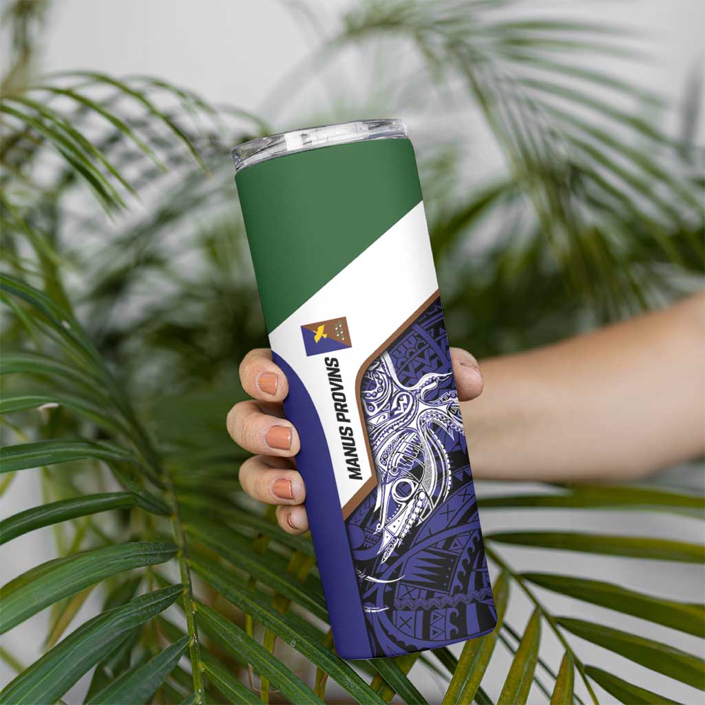 Personalised PNG Manus Province Skinny Tumbler Bird of Paradise Tattoo Flag Motif LT9 - Polynesian Pride