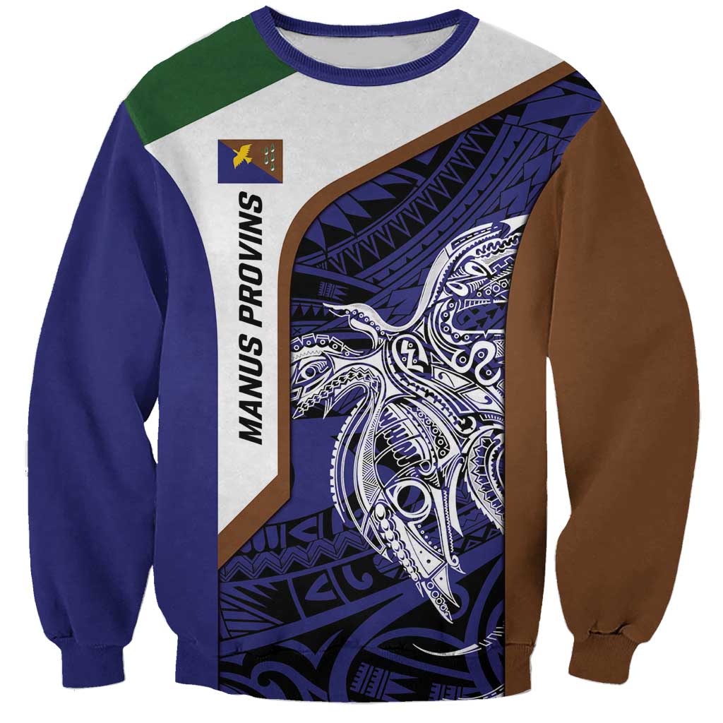 Personalised PNG Manus Province Sweatshirt Bird of Paradise Tattoo Flag Motif - Polynesian Pride