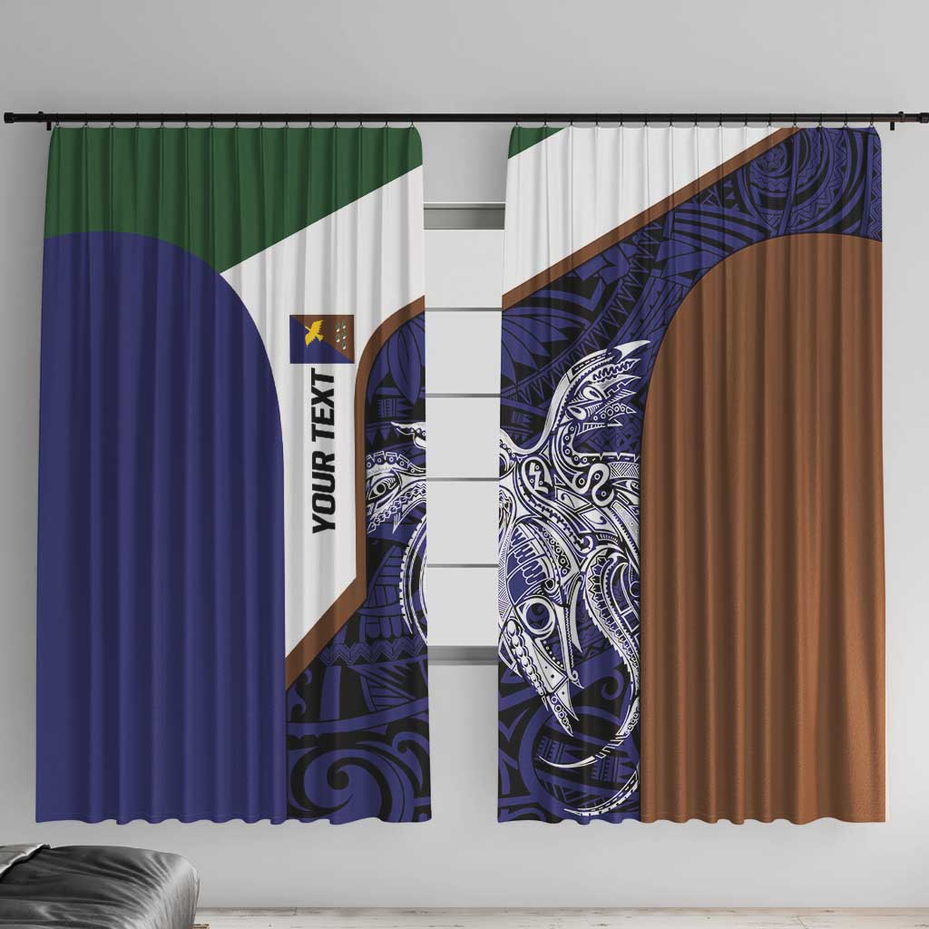 Personalised PNG Manus Province Window Curtain Bird of Paradise Tattoo Flag Motif LT9 With Hooks Blue - Polynesian Pride