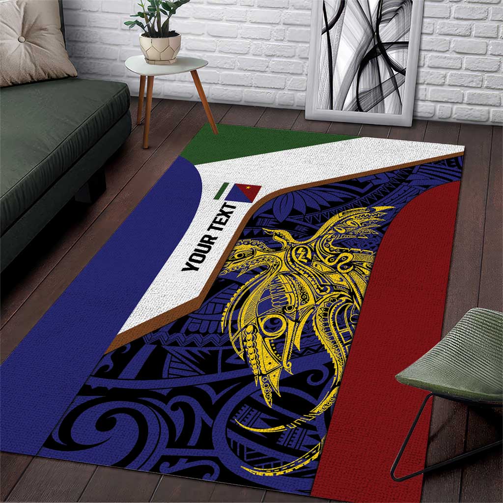 Personalised PNG Milne Bay Province Area Rug Bird of Paradise Tattoo Flag Motif - Polynesian Pride