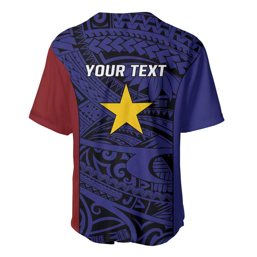 Personalised PNG Milne Bay Province Baseball Jersey Bird of Paradise Tattoo Flag Motif - Polynesian Pride