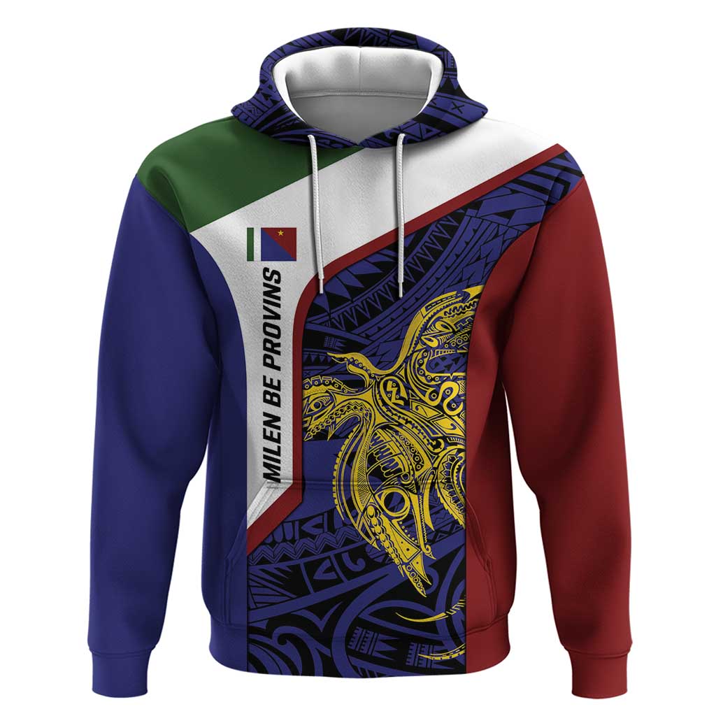 Personalised PNG Milne Bay Province Hoodie Bird of Paradise Tattoo Flag Motif - Polynesian Pride