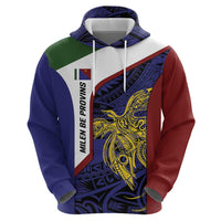 Personalised PNG Milne Bay Province Hoodie Bird of Paradise Tattoo Flag Motif - Polynesian Pride