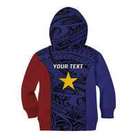 Personalised PNG Milne Bay Province Kid Hoodie Bird of Paradise Tattoo Flag Motif - Polynesian Pride