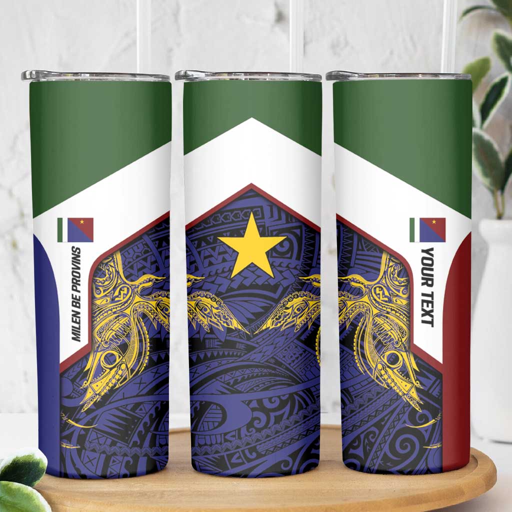 Personalised PNG Milne Bay Province Skinny Tumbler Bird of Paradise Tattoo Flag Motif LT9 - Polynesian Pride