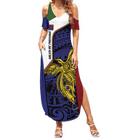 Personalised PNG Milne Bay Province Summer Maxi Dress Bird of Paradise Tattoo Flag Motif - Polynesian Pride