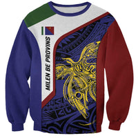 Personalised PNG Milne Bay Province Sweatshirt Bird of Paradise Tattoo Flag Motif - Polynesian Pride