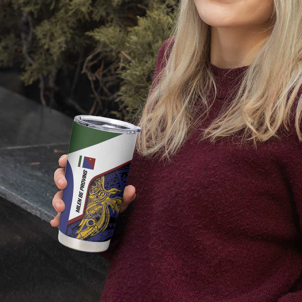 Personalised PNG Milne Bay Province Tumbler Cup Bird of Paradise Tattoo Flag Motif - Polynesian Pride