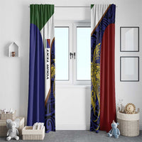 Personalised PNG Milne Bay Province Window Curtain Bird of Paradise Tattoo Flag Motif - Polynesian Pride