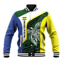 Personalised PNG Morobe Province Baseball Jacket Bird of Paradise Tattoo Flag Motif - Polynesian Pride