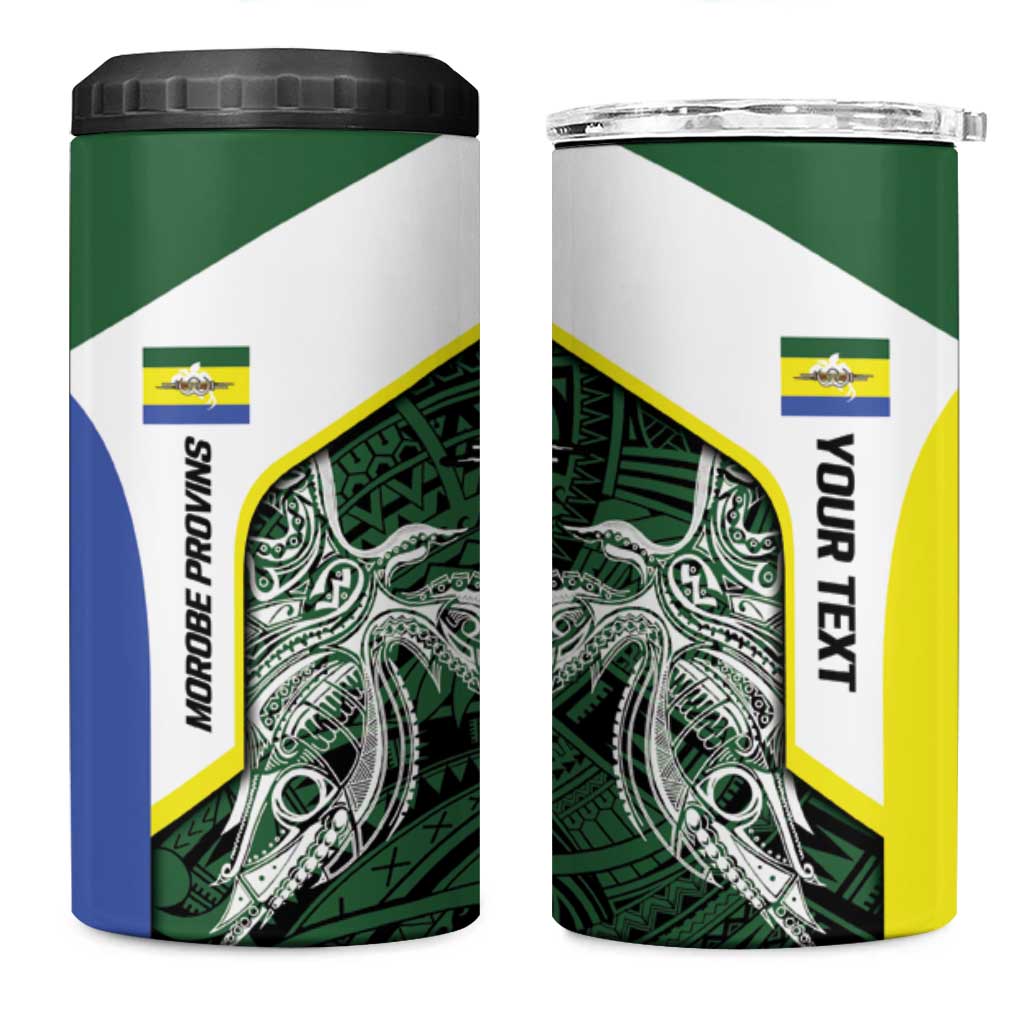 Personalised PNG Morobe Province 4 in 1 Can Cooler Tumbler Bird of Paradise Tattoo Flag Motif - Polynesian Pride