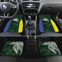 Personalised PNG Morobe Province Car Mats Bird of Paradise Tattoo Flag Motif LT9 Set 4pcs Green - Polynesian Pride