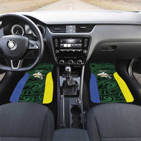 Personalised PNG Morobe Province Car Mats Bird of Paradise Tattoo Flag Motif LT9 Set 2pcs - Front Green - Polynesian Pride