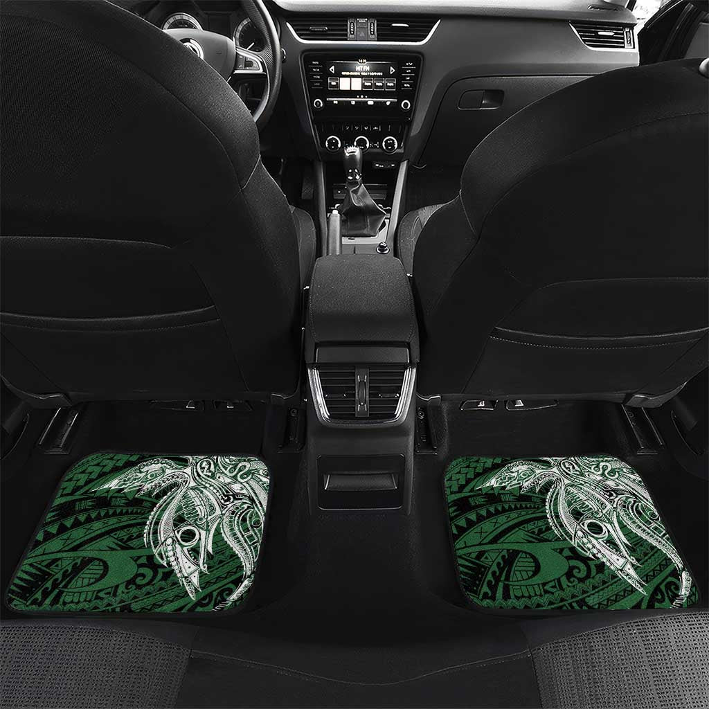 Personalised PNG Morobe Province Car Mats Bird of Paradise Tattoo Flag Motif LT9 Set 2pcs - Back Green - Polynesian Pride