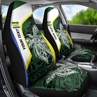 Personalised PNG Morobe Province Car Seat Cover Bird of Paradise Tattoo Flag Motif - Polynesian Pride