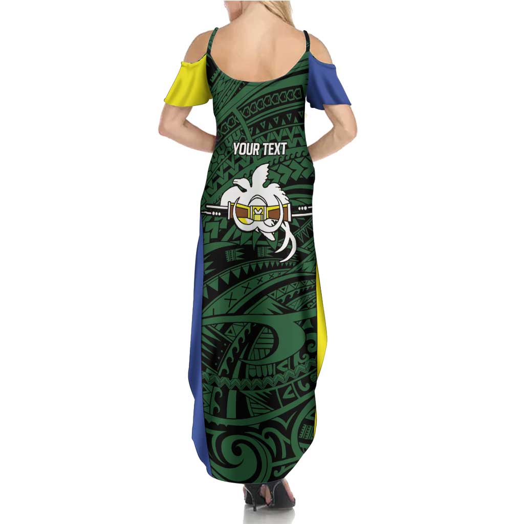 Personalised PNG Morobe Province Family Matching Summer Maxi Dress and Hawaiian Shirt Bird of Paradise Tattoo Flag Motif - Polynesian Pride